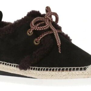See by Chloé lace-up espadrille with fur